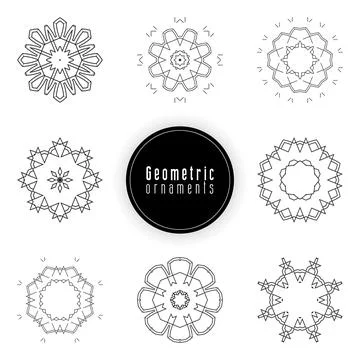 Geometric ornaments design set vector Stock Illustration