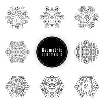 Geometric ornaments design set vector Stock Illustration