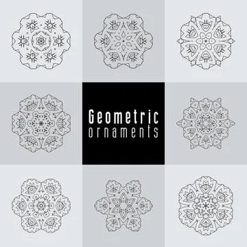 Geometric ornaments design set vector Stock Illustration