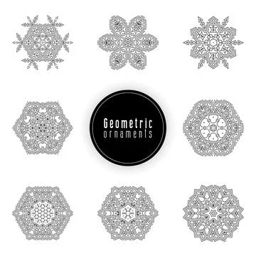 Geometric ornaments design set vector Stock Illustration