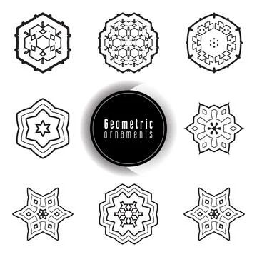 Geometric ornaments design set vector Stock Illustration
