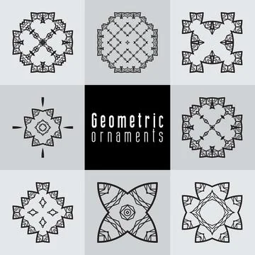 Geometric ornaments design set vector Stock Illustration
