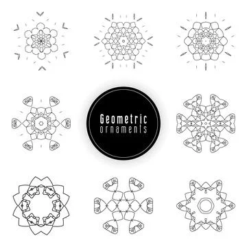 Geometric ornaments design set vector Stock Illustration