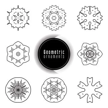 Geometric ornaments design set vector Stock Illustration
