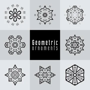 Geometric ornaments design set vector Stock Illustration