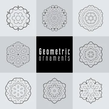 Geometric ornaments design set vector Stock Illustration