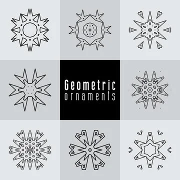Geometric ornaments design set vector Stock Illustration