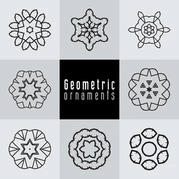 Geometric ornaments design set vector Stock Illustration