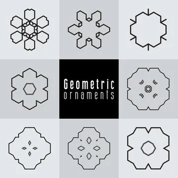 Geometric ornaments design set vector Stock Illustration