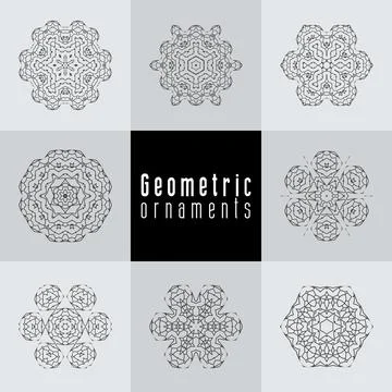 Geometric ornaments design set vector Stock Illustration