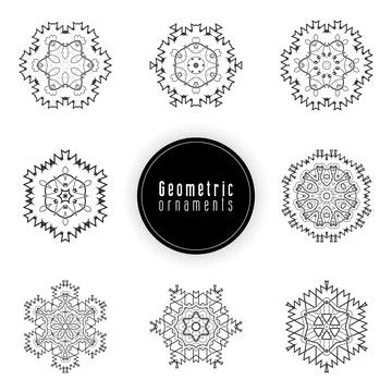 Geometric ornaments design set vector Stock Illustration