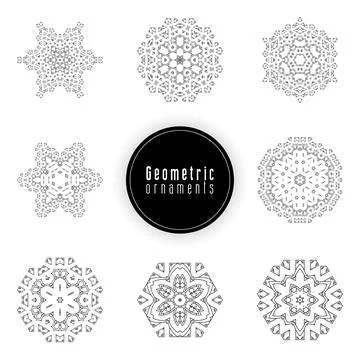 Geometric ornaments design set vector Stock Illustration
