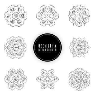 Geometric ornaments design set vector Stock Illustration