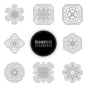 Geometric ornaments design set vector Stock Illustration
