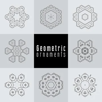 Geometric ornaments design set vector Stock Illustration