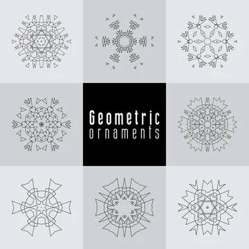 Geometric ornaments design set vector Stock Illustration