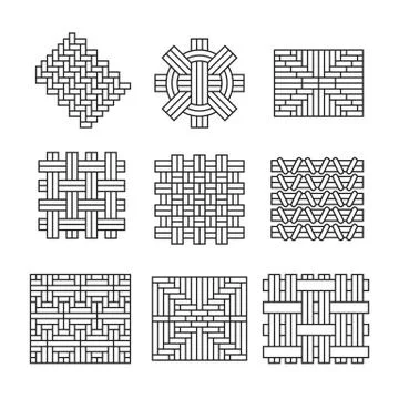 Geometric ornaments, weave bamboo lattice style Stock Illustration