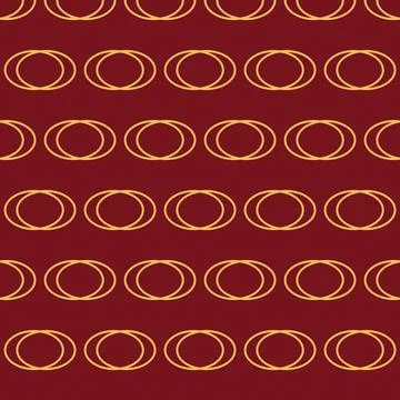 Geometric oval loops pattern maroon gold abstract seamless texture Stock Illustration