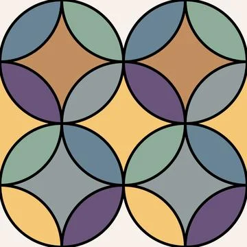 Geometric overlapping circles star pattern in pastel flat outline. 스톡 일러스트