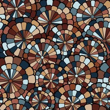 Geometric overlapping flowers seamless pattern. Vector illustration. Stock Illustration