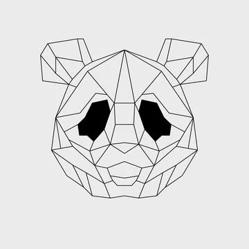 Geometric panda face illustration abstract shapes. Minimalistic design polygonal Stockillustratie