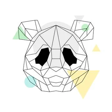 Geometric panda face illustration abstract shapes. Minimalistic design polygonal Stockillustratie