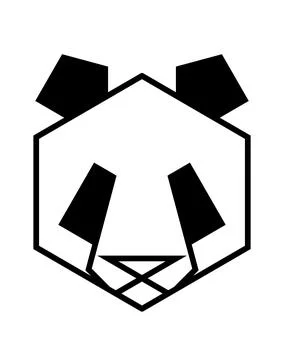 Geometric panda head outline vector, Minimalist panda icon, Line art animal f Illustrazione stock