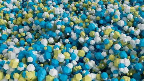 Geometric particle multicolor background. 3d illustration, 3d rendering Иллюстрация