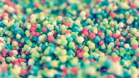 Geometric particle multicolor background. 3d illustration, 3d rendering. Stock-Illustration