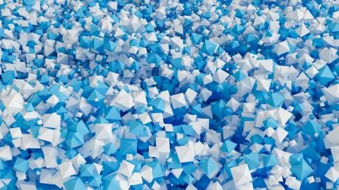 Geometric particle multicolor background. 3d illustration, 3d rendering. Иллюстрация