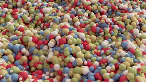 Geometric particle multicolor background. 3d illustration, 3d rendering. Stock Illustration