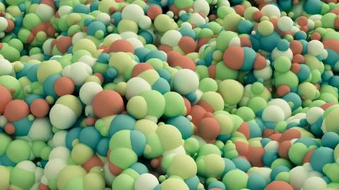 Geometric particle multicolor background. 3d illustration, 3d rendering. Иллюстрация