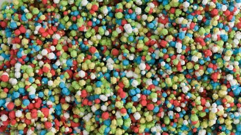 Geometric particle multicolor background. 3d illustration, 3d rendering. Stock Illustration