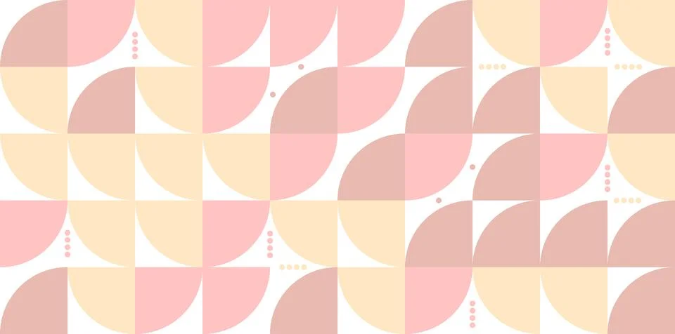 Geometric pastel pattern with rounded shapes and dotted elements in pink and Stock Illustration