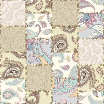 Geometric patchwork pattern of a squares. 库存插图