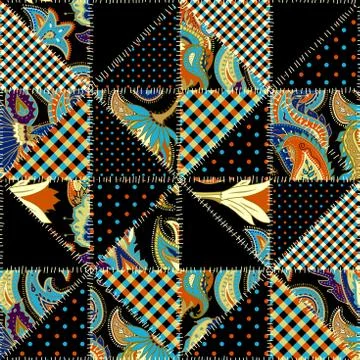 Geometric patchwork pattern of a squares. Illustrazione stock