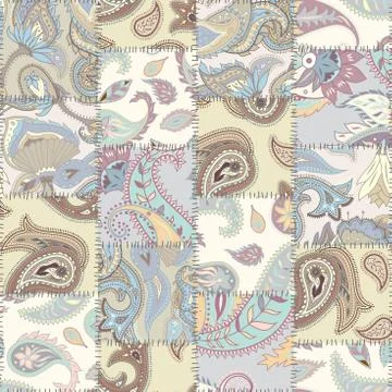 Geometric patchwork pattern of a squares. Illustrazione stock