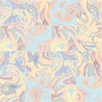 Geometric patchwork pattern of a squares. Stock Illustration