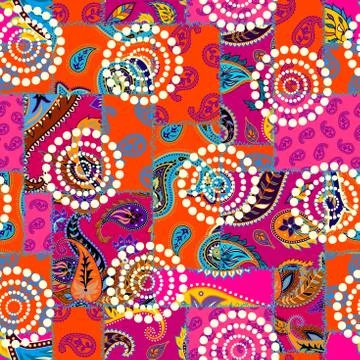 Geometric patchwork pattern of a squares. Illustrazione stock