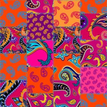 Geometric patchwork pattern of a squares. Stock Illustration