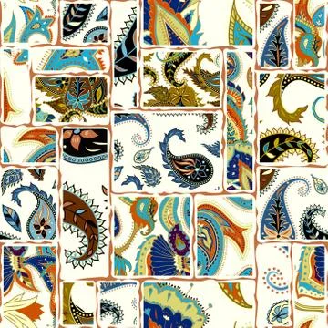 Geometric patchwork pattern of a squares. Illustrazione stock