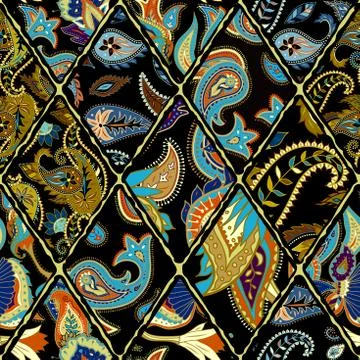 Geometric patchwork pattern of a squares. Illustrazione stock