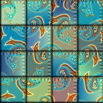 Geometric patchwork pattern of a squares. Illustrazione stock