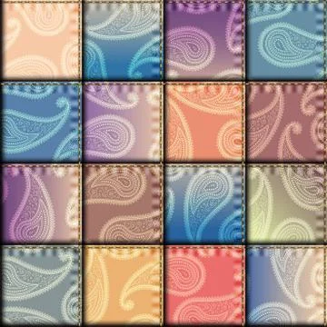 Geometric patchwork pattern of a squares. Stockillustratie