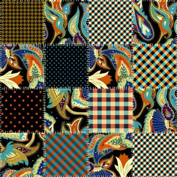 Geometric patchwork pattern of a squares. Illustrazione stock