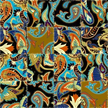 Geometric patchwork pattern of a squares. 스톡 일러스트