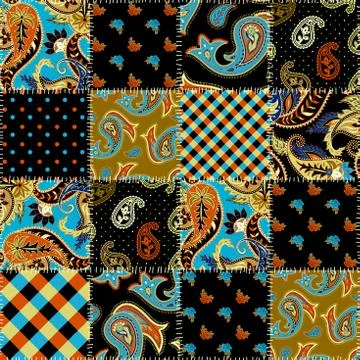 Geometric patchwork pattern of a squares. Illustrazione stock