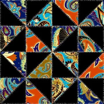 Geometric patchwork pattern of a squares. 库存插图