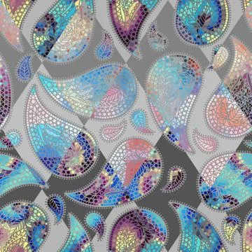 Geometric patchwork pattern of a squares. Stock Illustration