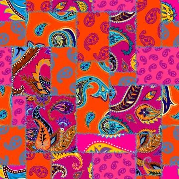 Geometric patchwork pattern of a squares. Illustrazione stock